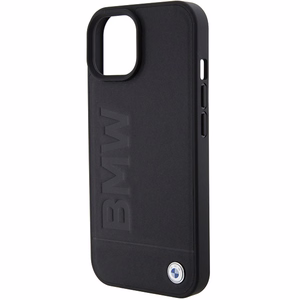 BMW Ādas Hot Stamp viedtālruņa apvalks iPhone 15 Plus - melns