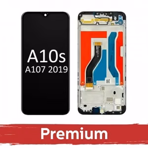 LCD displejs saderīgs ar Samsung A107 A10s melns ar rāmi OEM