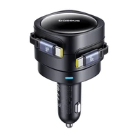 Baseus Enjoyment Max automašīnas lādētājs ar USB-C+USB-C kabeļiem 60W melns