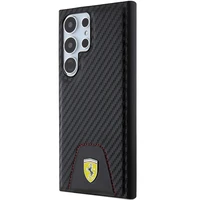 Ferrari Carbon Stitched Bottom viedtālruņa apvalks Samsung Galaxy S24 Ultra - melns