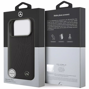 Mercedes Ādas Liels Laurel Lapu Magnētiskais Viedtālruņa apvalks iPhone 17 Pro - Melns