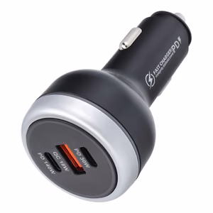 Automašīnas lādētājs USB A + 2 x Type C PD QC3.0 3A 191W CC69-2C1A melns