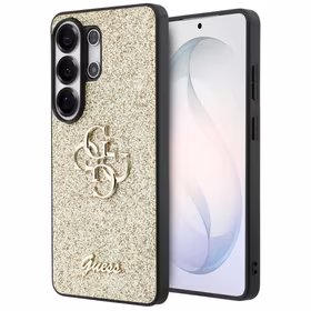 Guess maciņš Fixed Glitter Big 4G Metal Logo for Samsung Galaxy S26 Ultra zelta