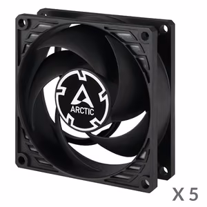 ARCTIC P8 Silent Pressure-Optimised Extra Quiet Fans, 3-pin, 80mm, melns, 5pcs