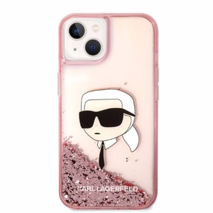 Karl Lagerfeld mirdzošs Karla galvas viedtālruņa apvalks iPhone 14 Plus - rozā