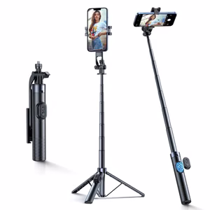 Wozinsky WC1Y30S selfiju nūja, teleskopisks statīvs 1.3 m ar telefona turētāju - melna