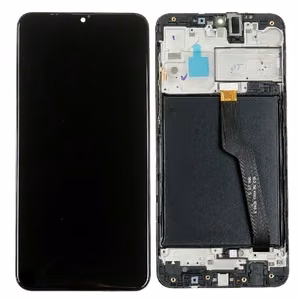 LCD ekrāns Samsung A105 A10 Dual SIM ar skārienjutīgo ekrānu un rāmi melns oriģināls