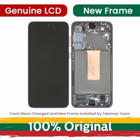 LCD ekrāns saderīgs ar Samsung S916 S23 Plus ar rāmi krēmkrāsas (Atjaunots: Telemax)