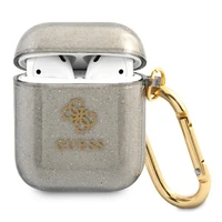 Guess GUA2UCG4GK AirPods apvalks melns/melns Spīdumu kolekcija