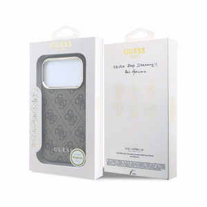 Case Guess PU Leather 4G Gold Frame MagSafe Apple iPhone 18 Pro brown