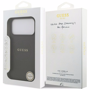Guess Grained Gold Ring MagSafe maciņš modelim iPhone 18 Pro Max / 17 Pro Max – krāsa: melna