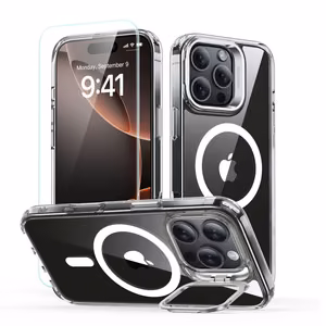 ESR Classic Hybrid Kickstand Halolock MagSafe Case Set with Stand + Tempered Glass for iPhone 16 Pro - Clear