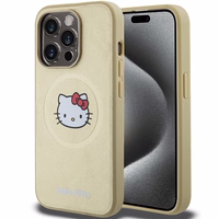 Hello Kitty ādas Kitty Head magnētiskais viedtālruņa apvalks iPhone 14 Pro Max - zelta
