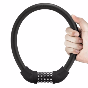 Rockbros RKS870-BK velosipēda slēdzene ar kodu un 85 cm tērauda trosi – melna
