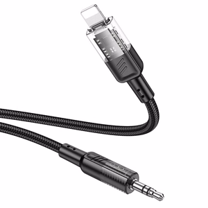 AUX kabelis Jack 3,5 mm uz Lightning Hoco 1,2 m UPA27 melns