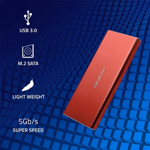 Qoltec 51831 korpuss | M.2 SSD | SATA | NGFF | USB 3.0 | Super speed 5Gb/s | 2TB | sarkans