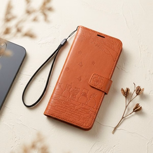 MEZZO Book Maciņš SAMSUNG S26 PLUS kaķi brūns
