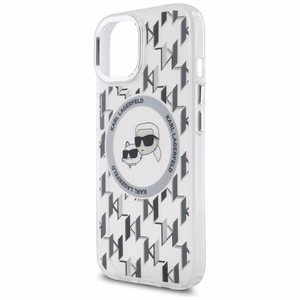 Karl Lagerfeld IML Monogramma Karl & Choupette Head Magnētiskais iPhone 15 viedtālruņa apvalks - caurspīdīgs