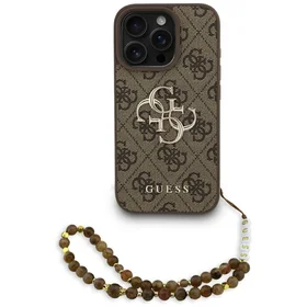 Guess 4G Strap 4G Classic Logo viedtālruņa apvalks iPhone 16 Pro Max - brūna