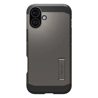 Spigen Tough Armor Magnētiskais apvalks ar statīvu iPhone 16 - tumšs metāls