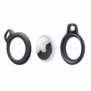 Tech-Protect Rough apvalks Apple AirTag ar gredzenu - melns