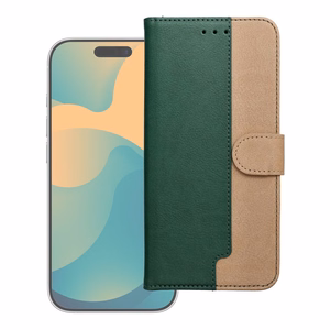 Atlokāmais maciņš Motorola G17 Split Book, zaļš un zeltains