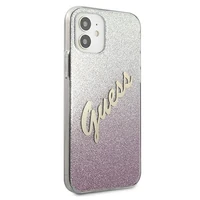 Guess GUHCP12SPCUGLSPI iPhone 12 mini 5.4" rozā/rozā cietais apvalks Glitter Gradient Script