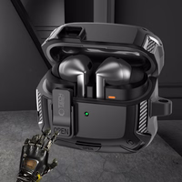 Tech-Protect silikona apvalks ar āķi Samsung Galaxy Buds 3 / 3 FE / 3 Pro austiņām - melns