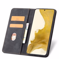 Magnētiskais greznais apvalks Samsung Galaxy S23+ ar atveramu maciņa vāku un statīvu melna