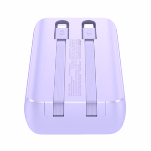 Joyroom JR-PBC07 20000mAh 30W мини пауэрбанк с кабелями USB-C и Lightning - фиолетовый