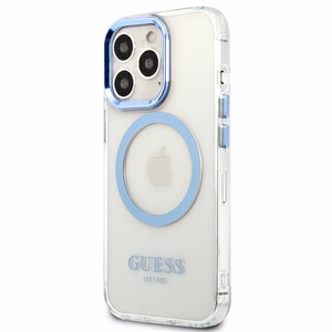 Guess GUHMP13LHTRMB iPhone 13 Pro / 13 6,1" zils/zils hard maciņš Metal Outline Magsafe