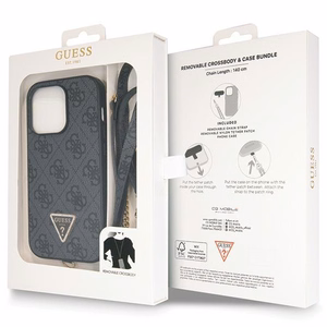 Guess GUHCP14LP4TDSCPK apvalks iPhone 14 Pro - melns krustenisks 4G metāla logotips