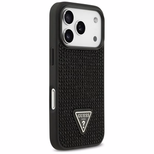 Guess Rhinestone Triangle Logo viedtālruņa apvalks iPhone 17 Pro - melns