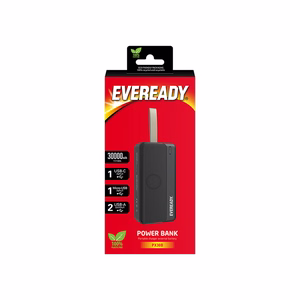 Eveready PX30B ārējais akumulators, 30000 mAh, 2 × USB-A, melns