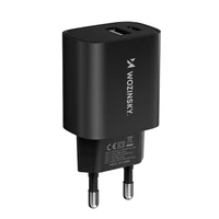 Wozinsky WGWCB USB-A USB-C 20W sienas lādētājs - melns