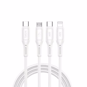 WiWU - Starlink sērijas datu kabelis Wi-046E 3in1 USB C uz USB C, Micro USB, Lightning 60W 1m - balts