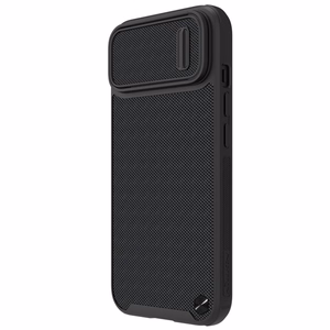 Nillkin Textured S viedtālruņa apvalks iPhone 14, bruņots vāciņš ar kameras vāciņu, melns