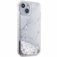 Guess Liquid Glitter Marble viedtālruņa apvalks iPhone 14 - balts
