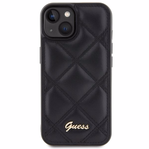 Guess Quilted Metal Logo viedtālruņa apvalks iPhone 15 - melns