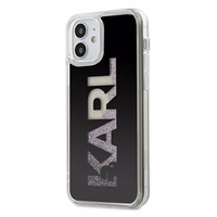 KARL LAGERFELD KLHCP12SKLMLBK IPHONE 12 MINI 5.4 "melns Cietais maciņš KARL LOGO GLITTER