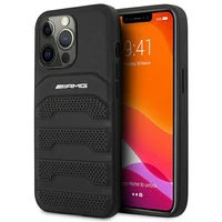 AMG AMHCP14LGSEBK iPhone 14 Pro 6.1 "melns cietais apvalks Ādas Iespiestas līnijas