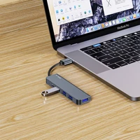 HUB Tech-Protect V0 5in1 USB-A - USB-A 3.0 / 3x USB-A 2.0 / USB-C - pelēks