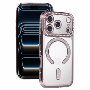 Чехол Bling MagSafe для iPhone 17 Pro Max розовый