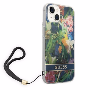 Guess GUOHCP14SHFLSB iPhone 14 6.1 "zils/zils cietais apvalks Ziedu siksna