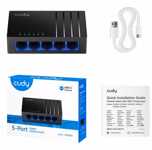 Cudy GS105D tīkla komutators Gigabit Ethernet (10/100/1000) melns