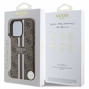Guess 4G drukātās svītras magnētiskais viedtālruņa apvalks iPhone 16 Pro Max - brūns