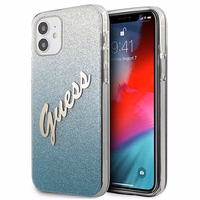 Guess GUHCP12SPCUGLSBL iPhone 12 mini 5.4" zils/zils cietais apvalks Glitter Gradient Script