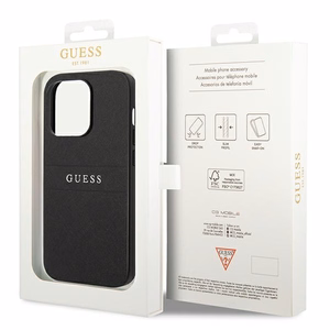 Guess Saffiano siksniņas viedtālruņa apvalks iPhone 14 Pro - melns