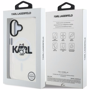 Karl Lagerfeld IML Choupette Sketch Logo Magnētiskais viedtālruņa apvalks iPhone 17 - caurspīdīgs
