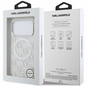 Karl Lagerfeld IML KL Monogramma Magnētiskais viedtālruņa apvalks iPhone 17 Pro - balts